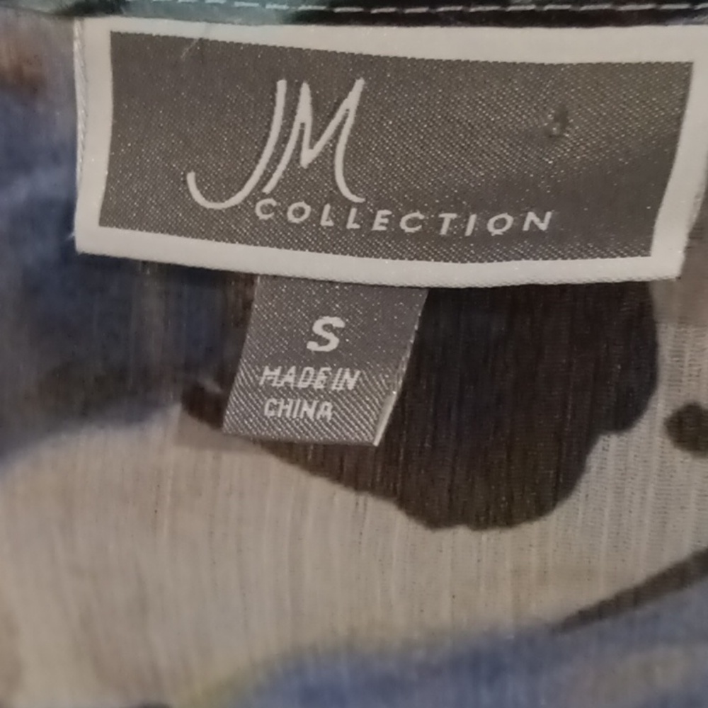 FINAL PRICE NWT JM COLLECTION assymetrical blue multi-colored floral blouse